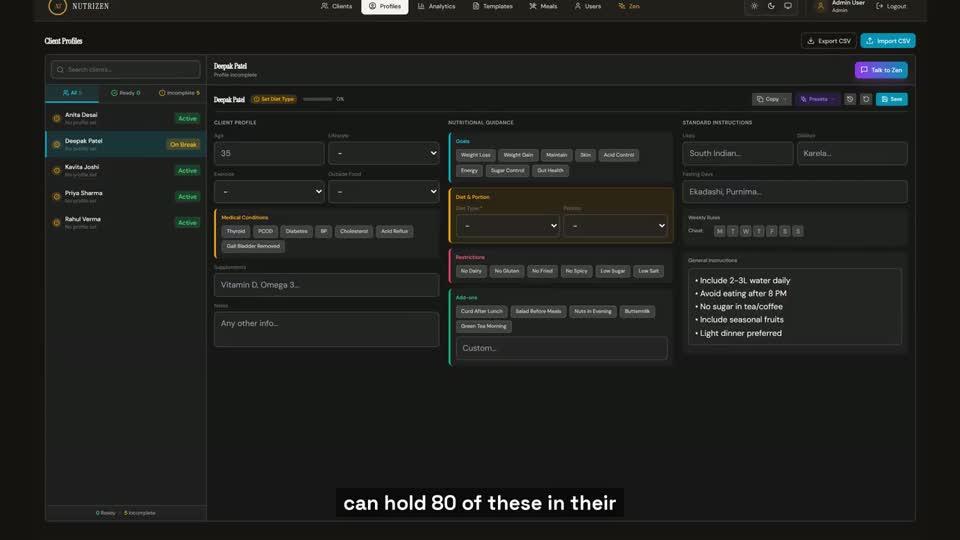 NutriZen in use